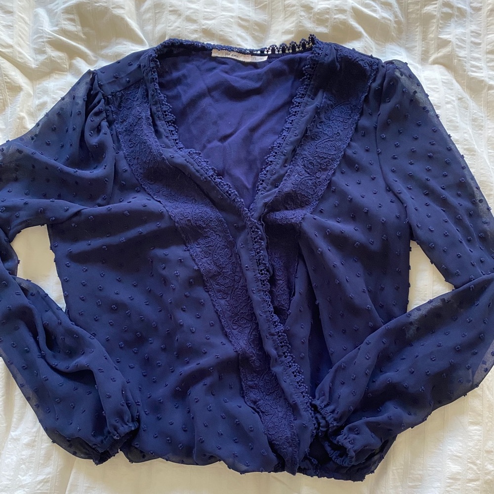 Blue wrap top